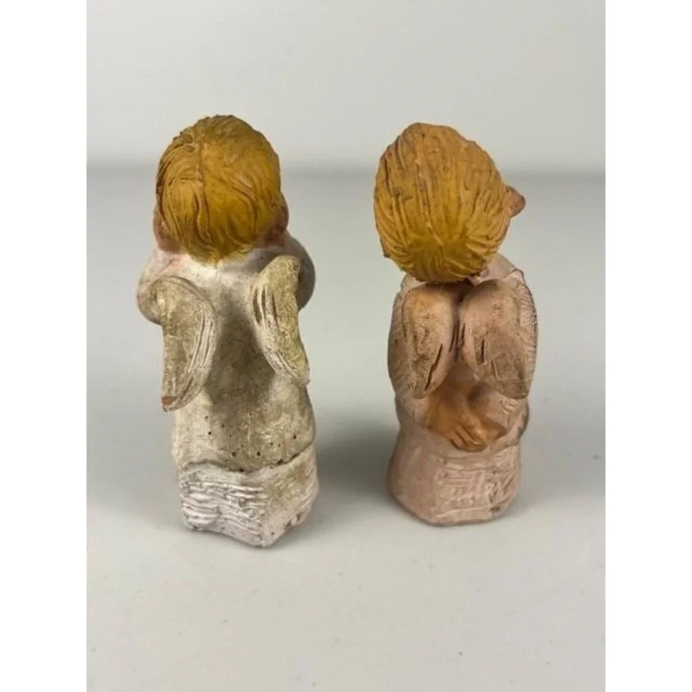 Vtg Jullar Terracotta Choir Boy Angels Cherub Figurines Set of 2 Spain‎ 1970's